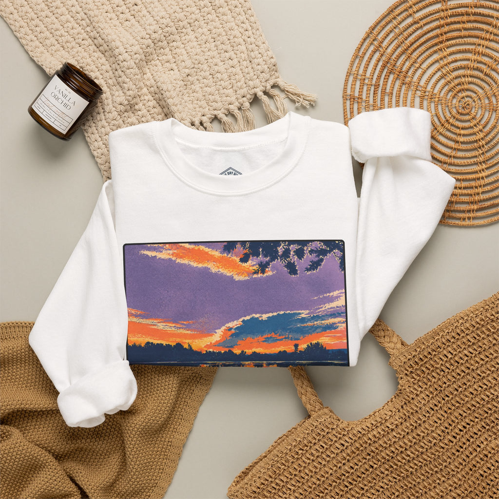 Retro Sunset Ellensburg Ringer Loop Crewneck Sweatshirt