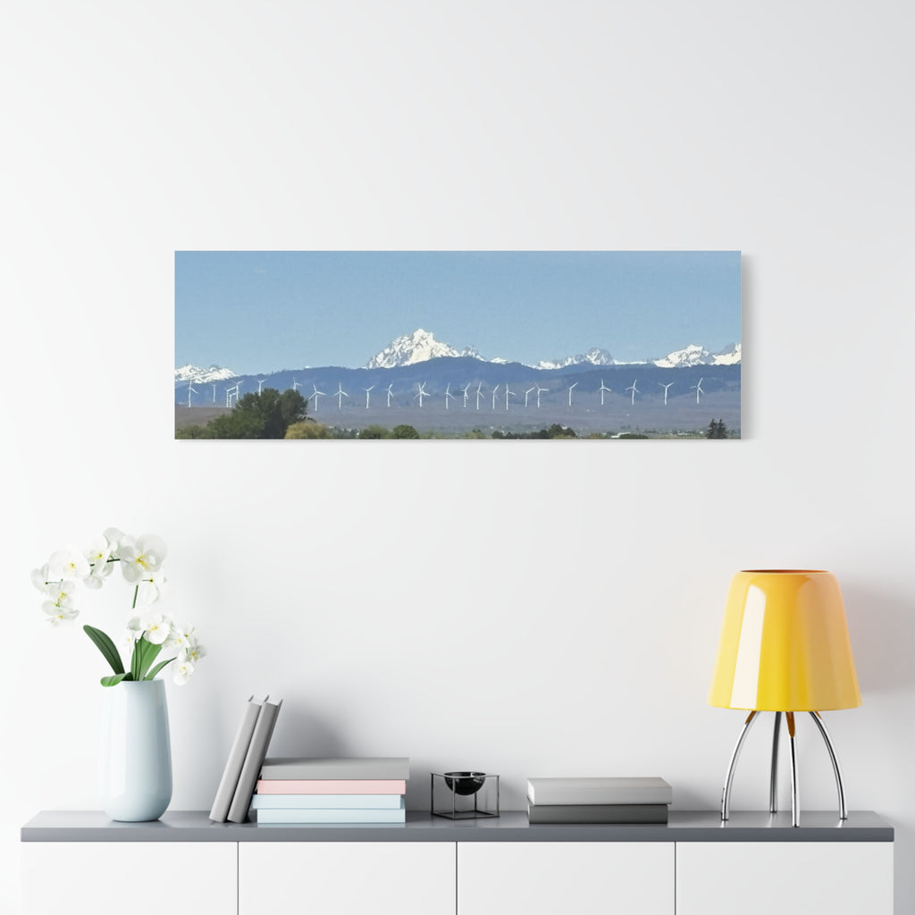 Mt Stuart Range with Windmill Landscape from Ellensburg Canvas Wall Art