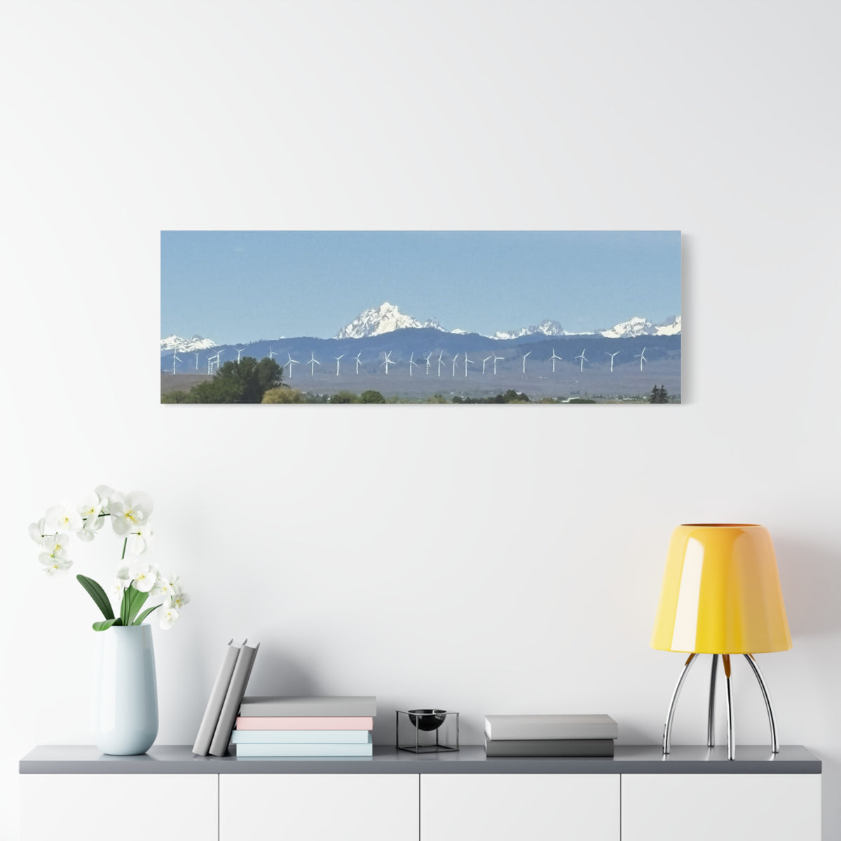 Mt Stuart Range with Windmill Landscape from Ellensburg Canvas Wall Art