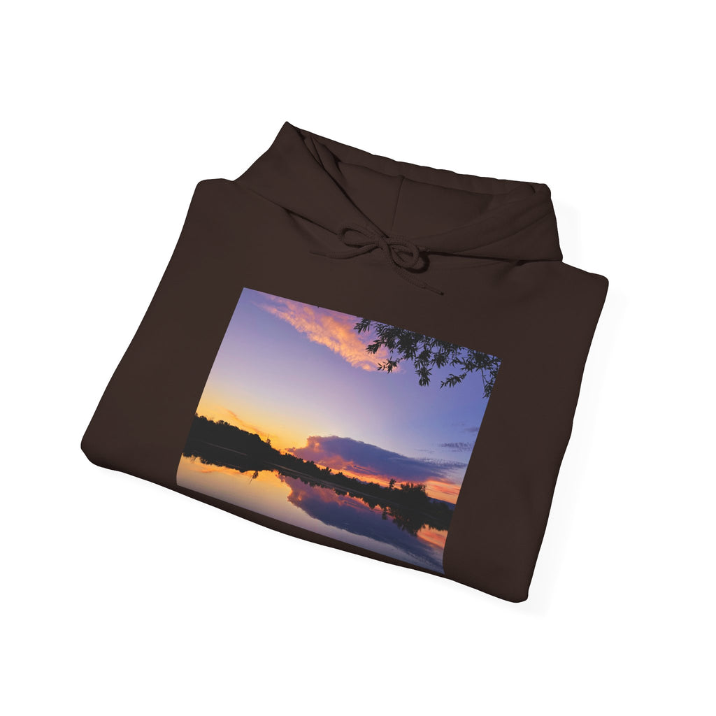 Sweat à capuche de l’étang de pêche au coucher du soleil d’Ellensburg