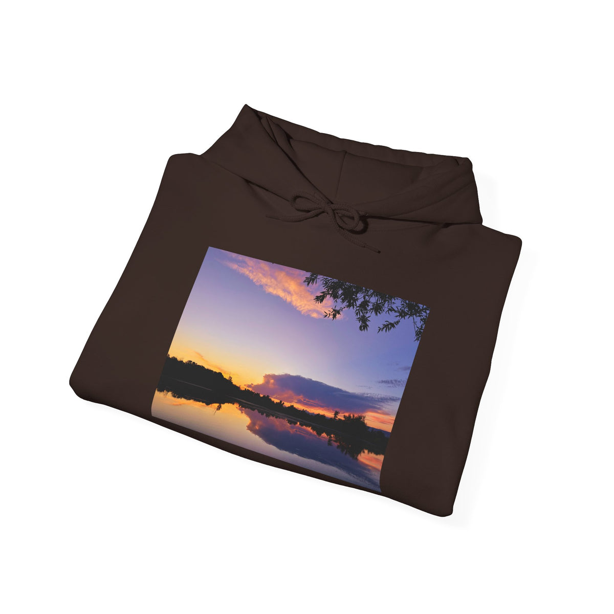 Sweat à capuche de l’étang de pêche au coucher du soleil d’Ellensburg