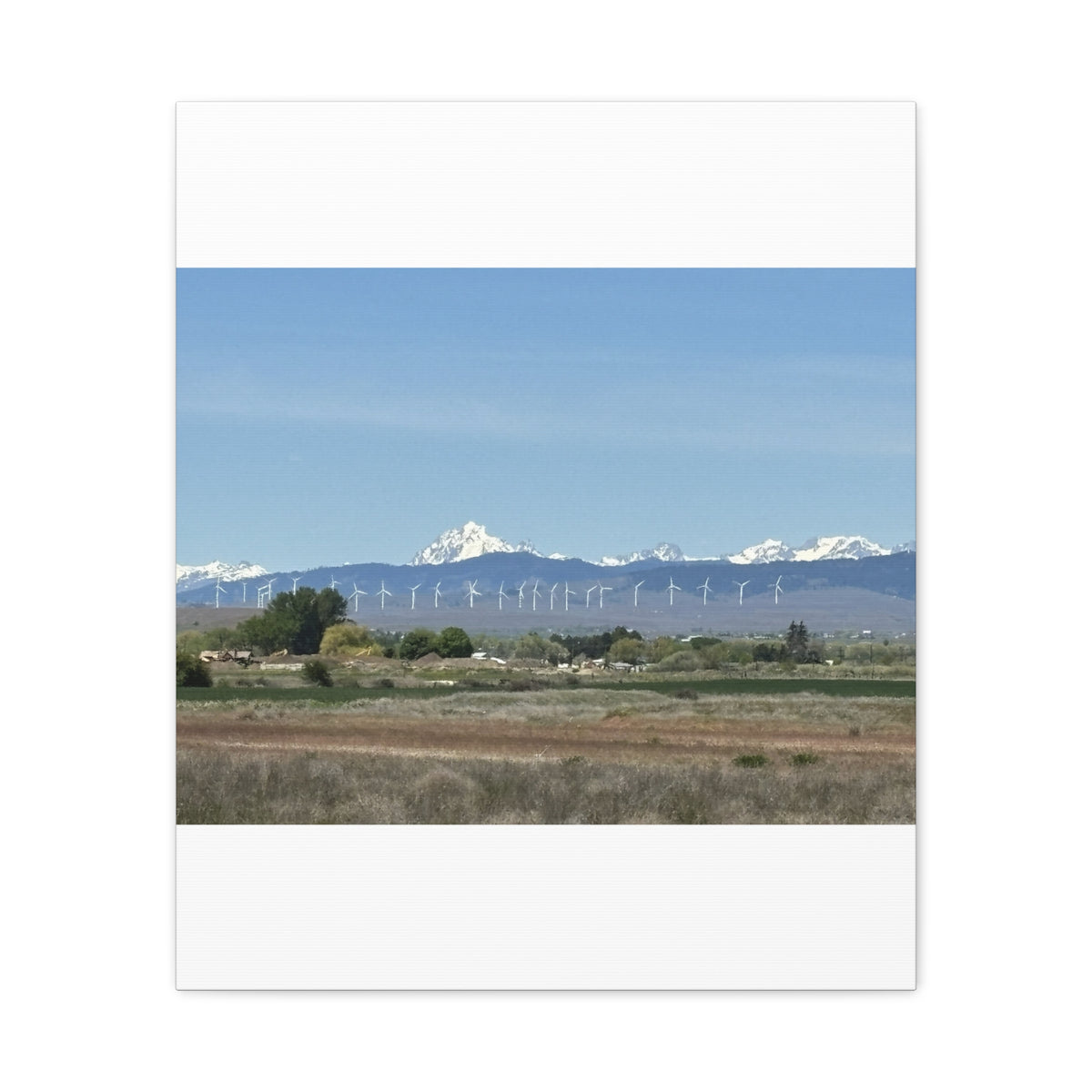 Décoration murale sur toile représentant la chaîne du mont Stuart et des éoliennes, vue depuis Ellensburg