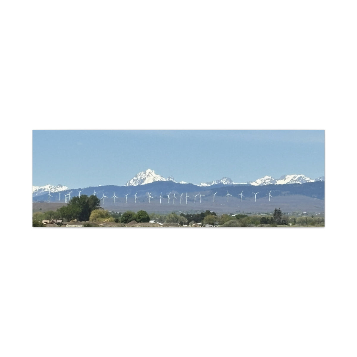 Décoration murale sur toile représentant la chaîne du mont Stuart et des éoliennes, vue depuis Ellensburg