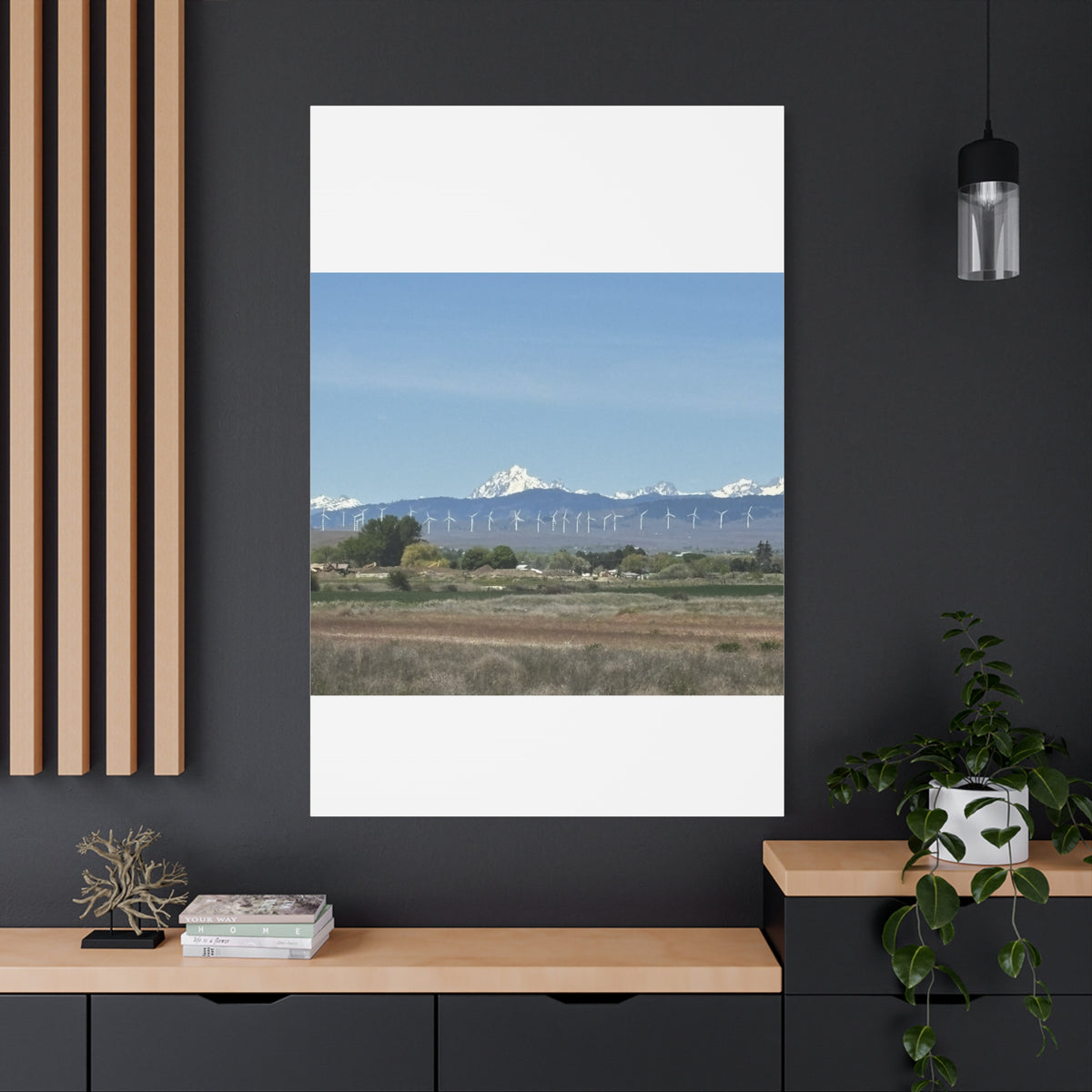Mt Stuart Range with Windmill Landscape from Ellensburg Canvas Wall Art