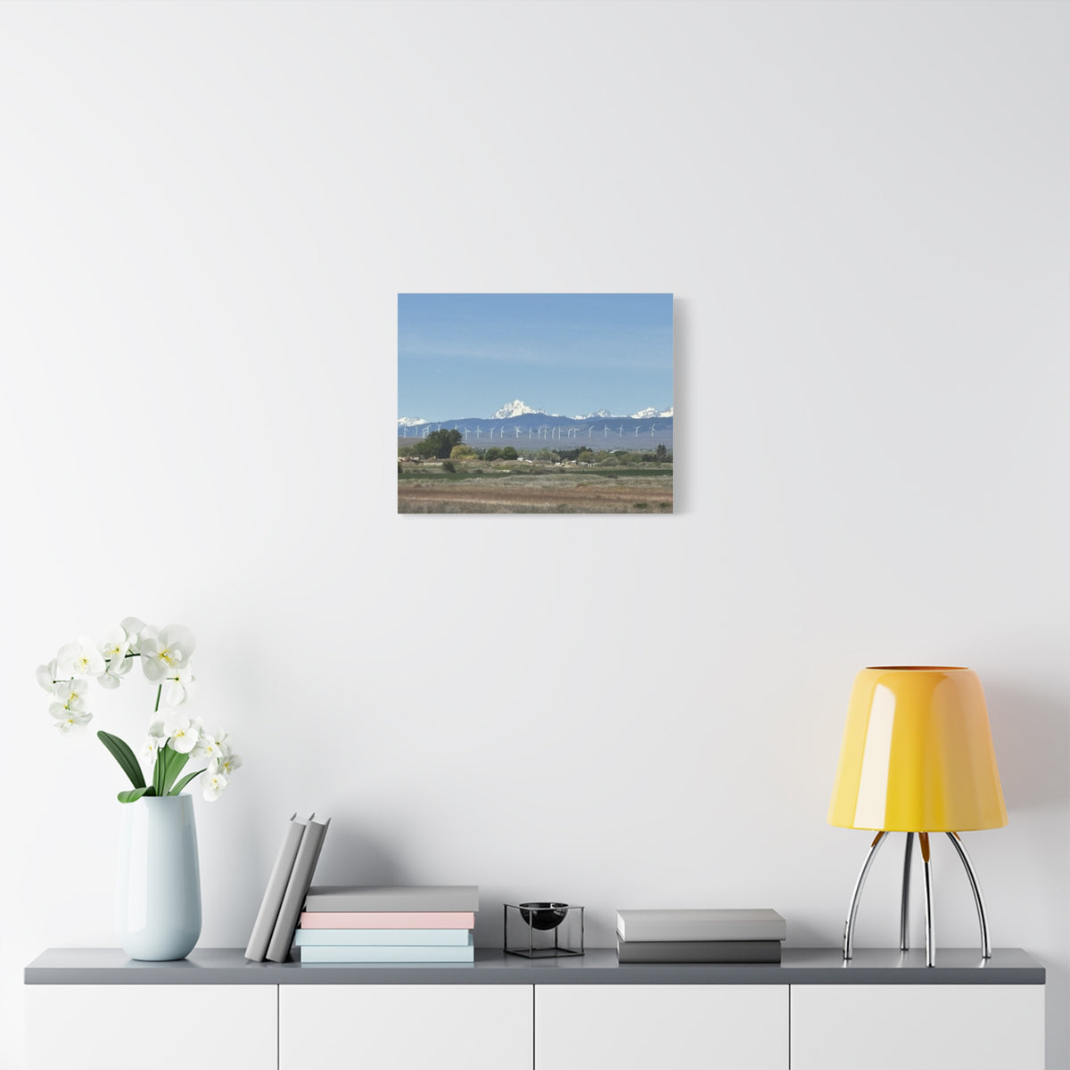 Mt Stuart Range with Windmill Landscape from Ellensburg Canvas Wall Art