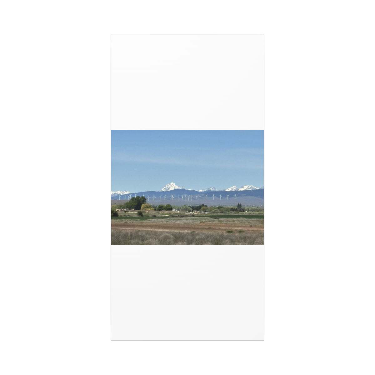 Décoration murale sur toile représentant la chaîne du mont Stuart et des éoliennes, vue depuis Ellensburg