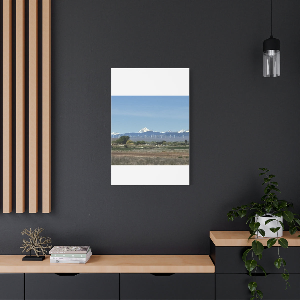 Mt Stuart Range with Windmill Landscape from Ellensburg Canvas Wall Art