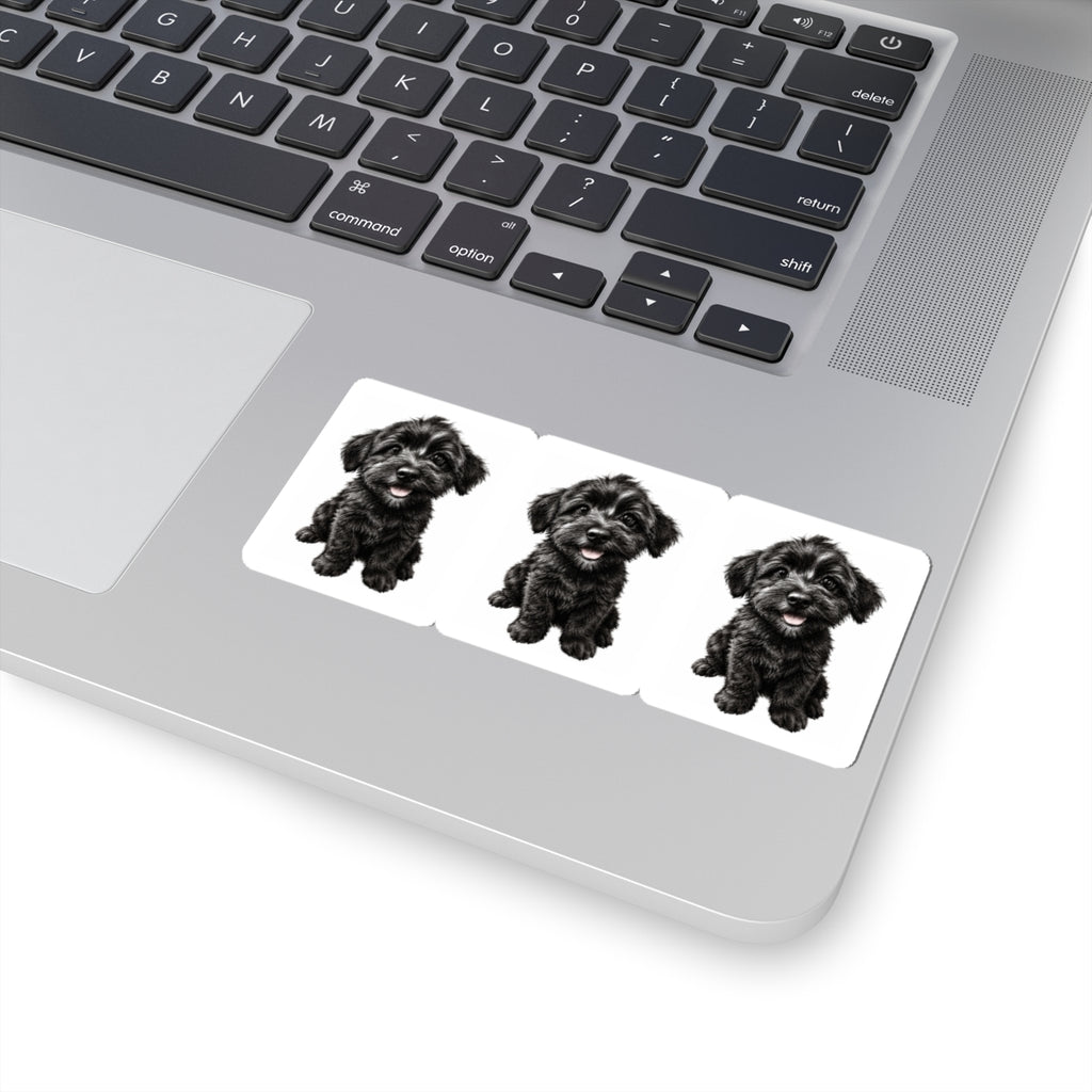 Black Schnoodle Puppy Kiss-Cut Stickers – Cute Dog Laptop Decals