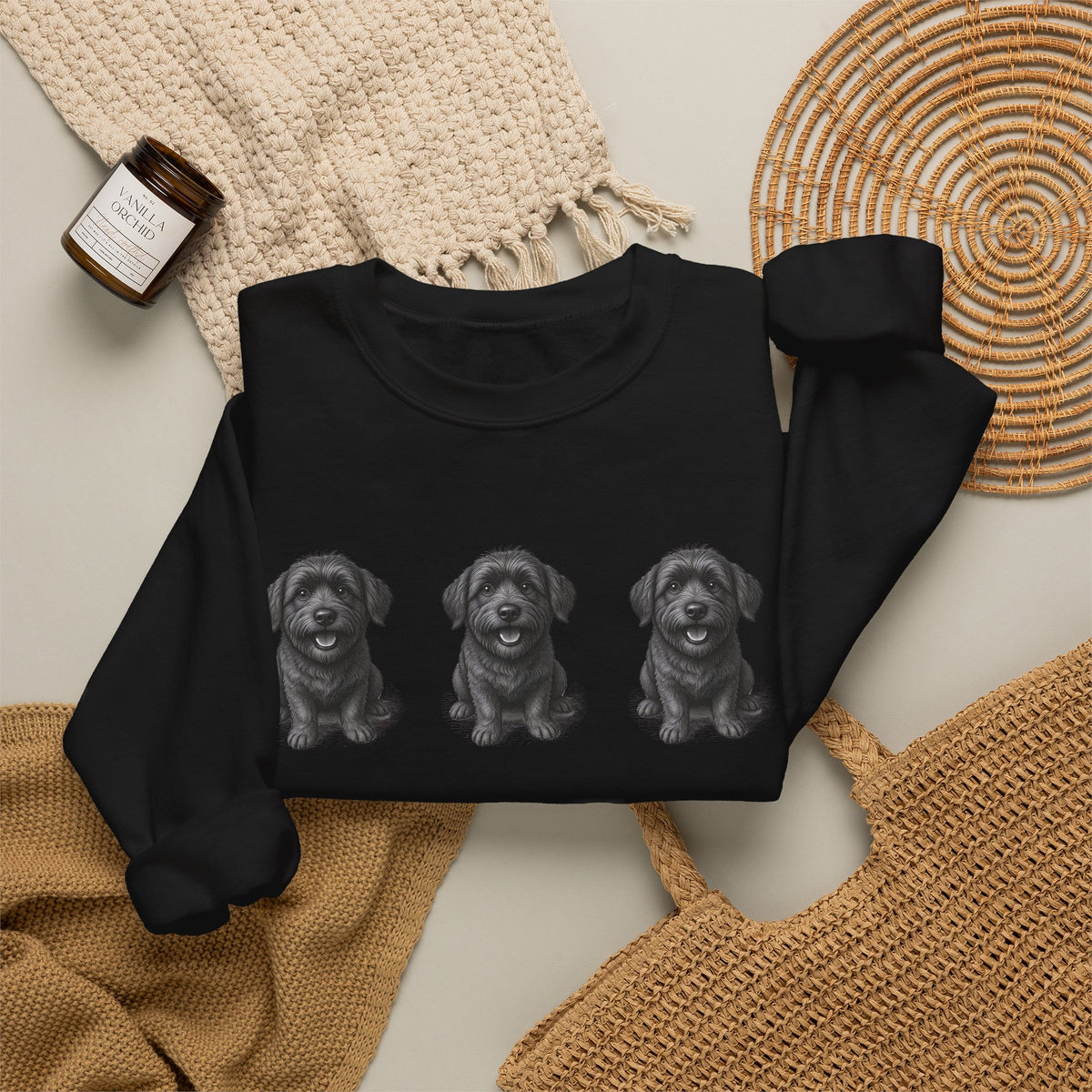 Three Black Schnoodle Crewneck Sweatshirt