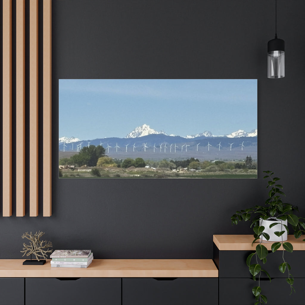 Mt Stuart Range with Windmill Landscape from Ellensburg Canvas Wall Art