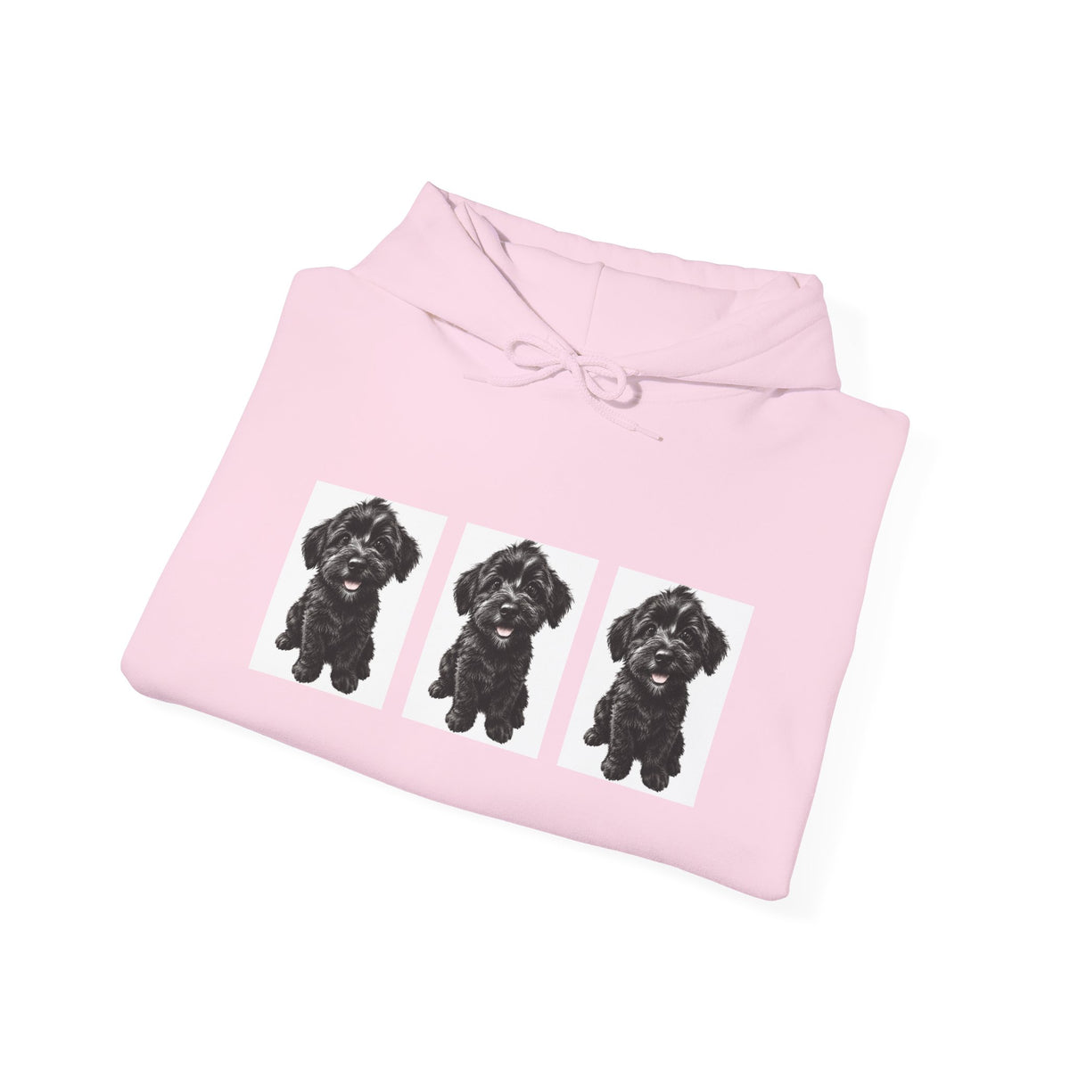 Three Black Schnoodle Puppy Graphic Hoodie