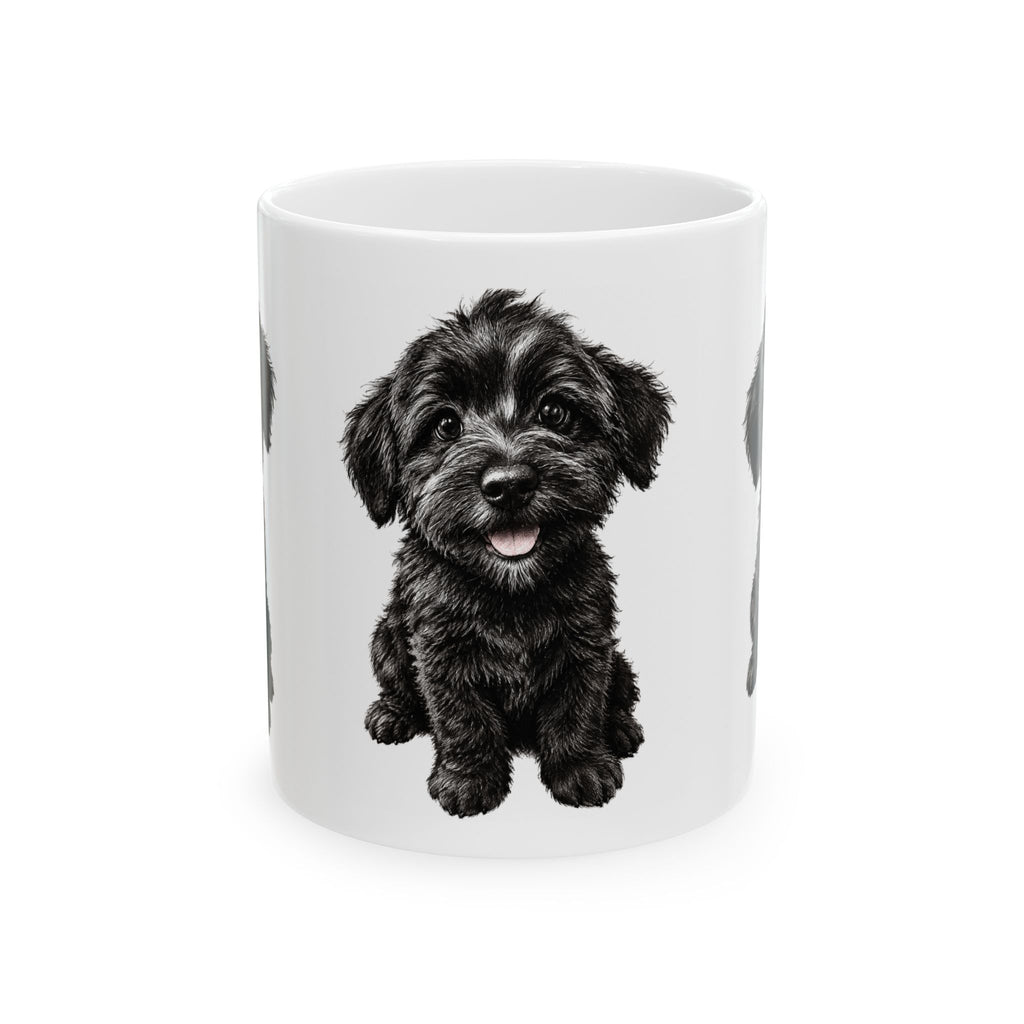 Adorable Black Schnoodle Puppy Ceramic Mug