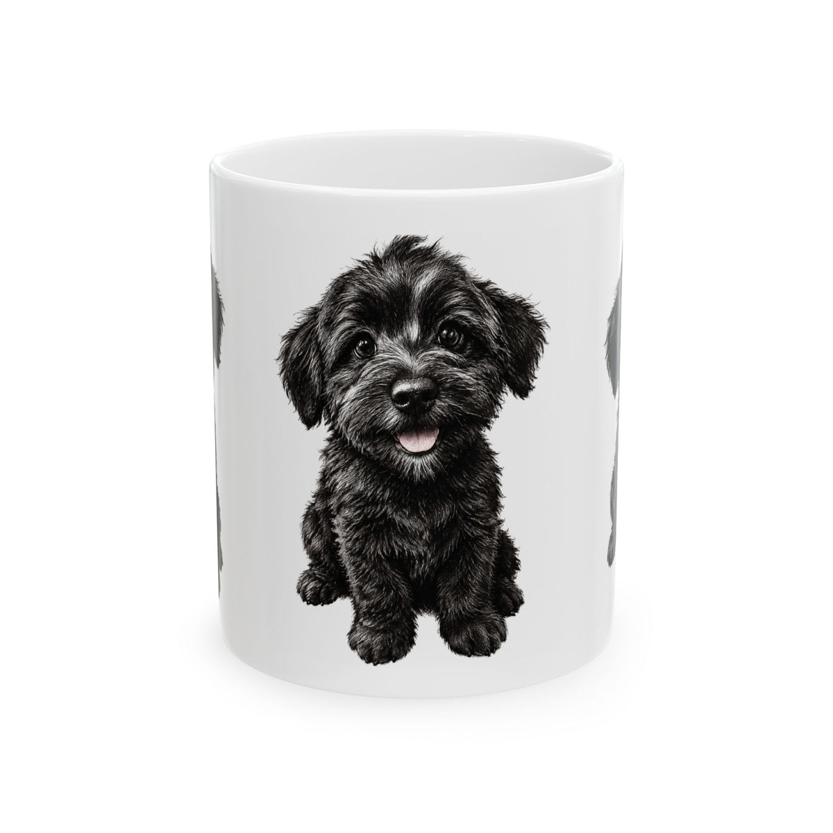Adorable Black Schnoodle Puppy Ceramic Mug