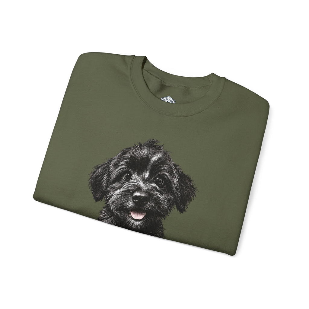 Cute Black Schnoodle Puppy Crewneck Sweatshirt