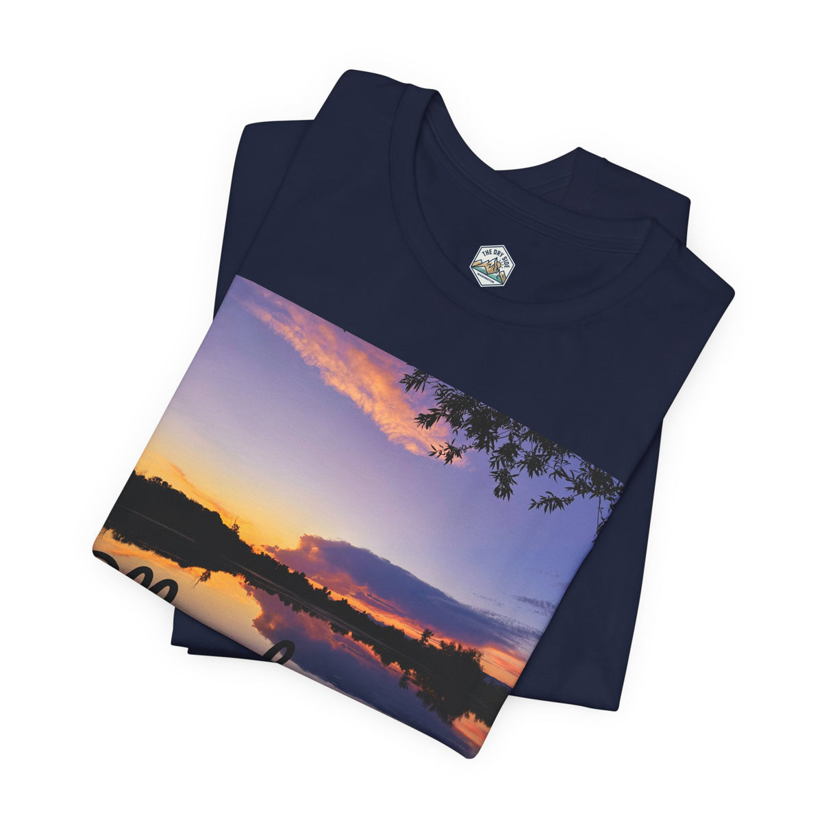 T-shirt paysage avec reflet du coucher de soleil sur le lac d’Ellensburg