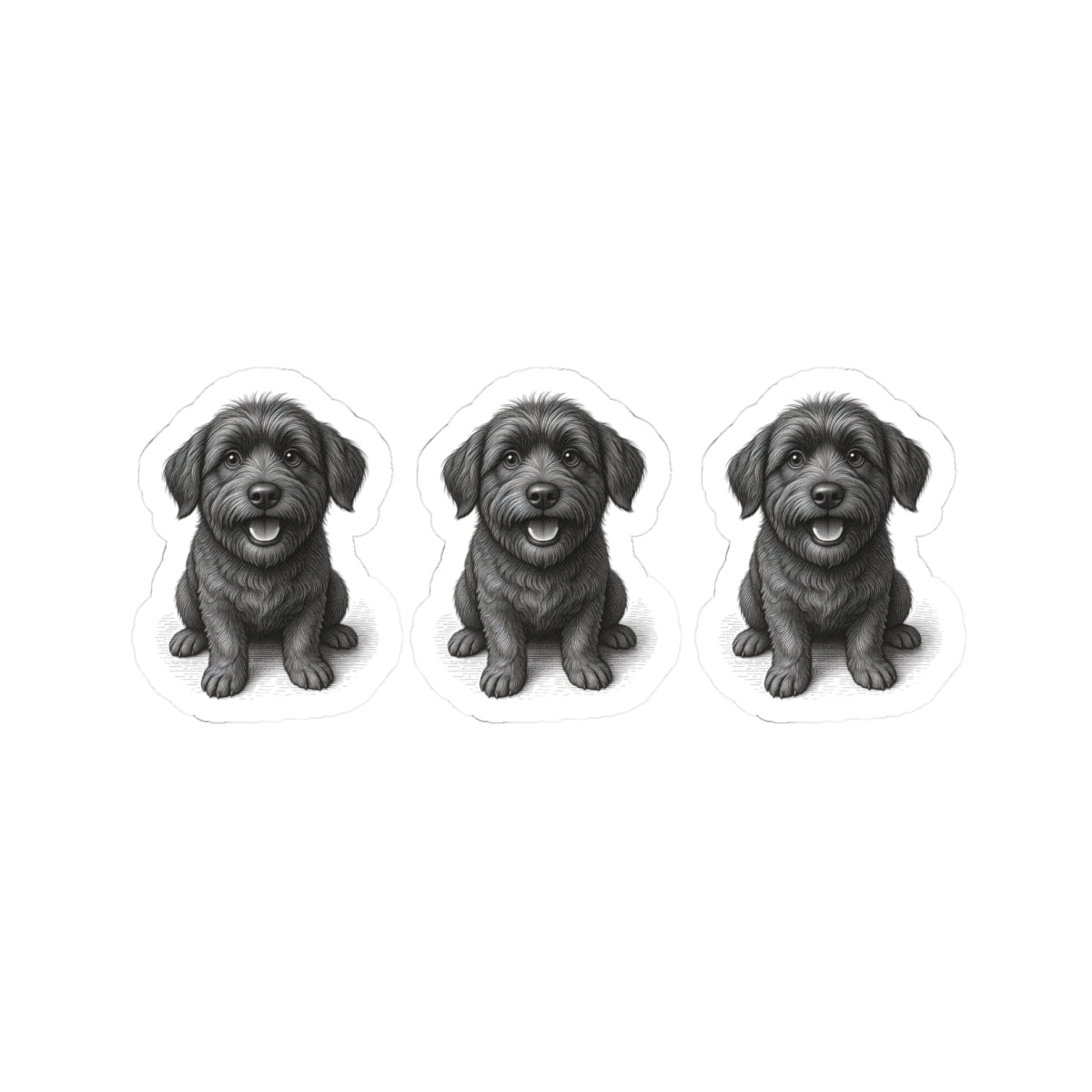 Cute Black Puppy Kiss-Cut Stickers