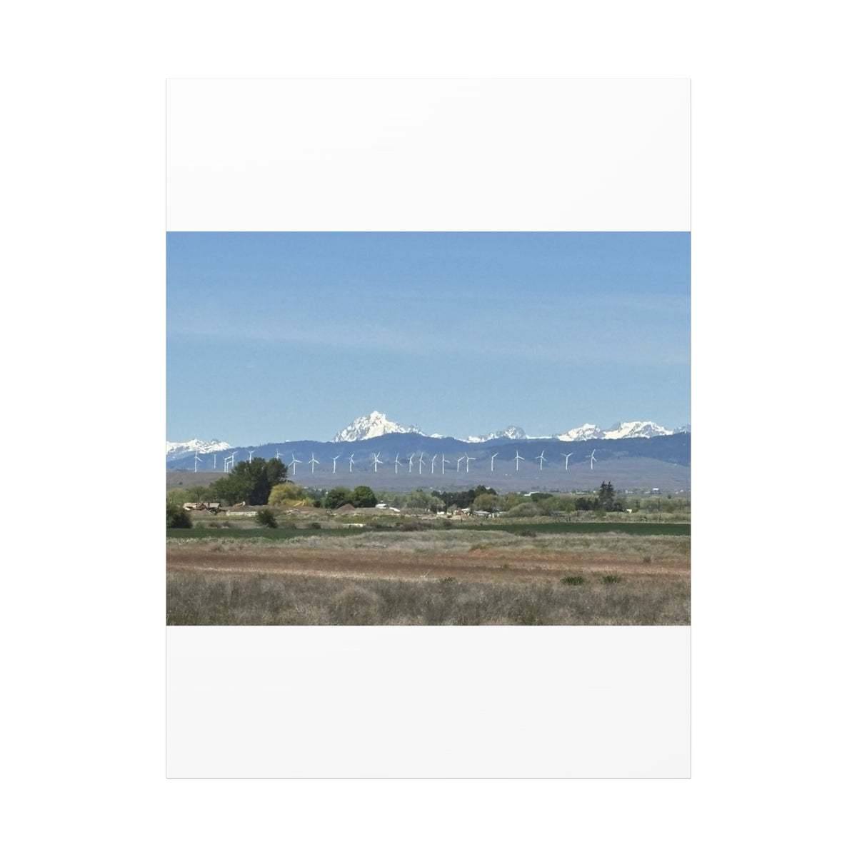 Décoration murale sur toile représentant la chaîne du mont Stuart et des éoliennes, vue depuis Ellensburg