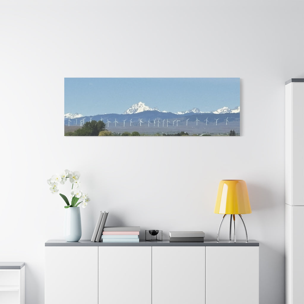 Mt Stuart Range with Windmill Landscape from Ellensburg Canvas Wall Art
