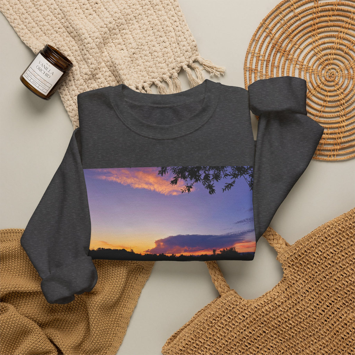 Ellensburg Sunset Lake Landscape Crewneck Sweatshirt