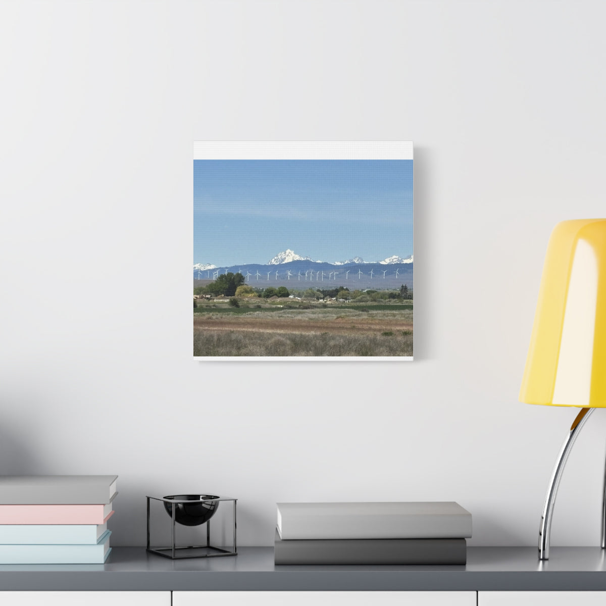 Mt Stuart Range with Windmill Landscape from Ellensburg Canvas Wall Art