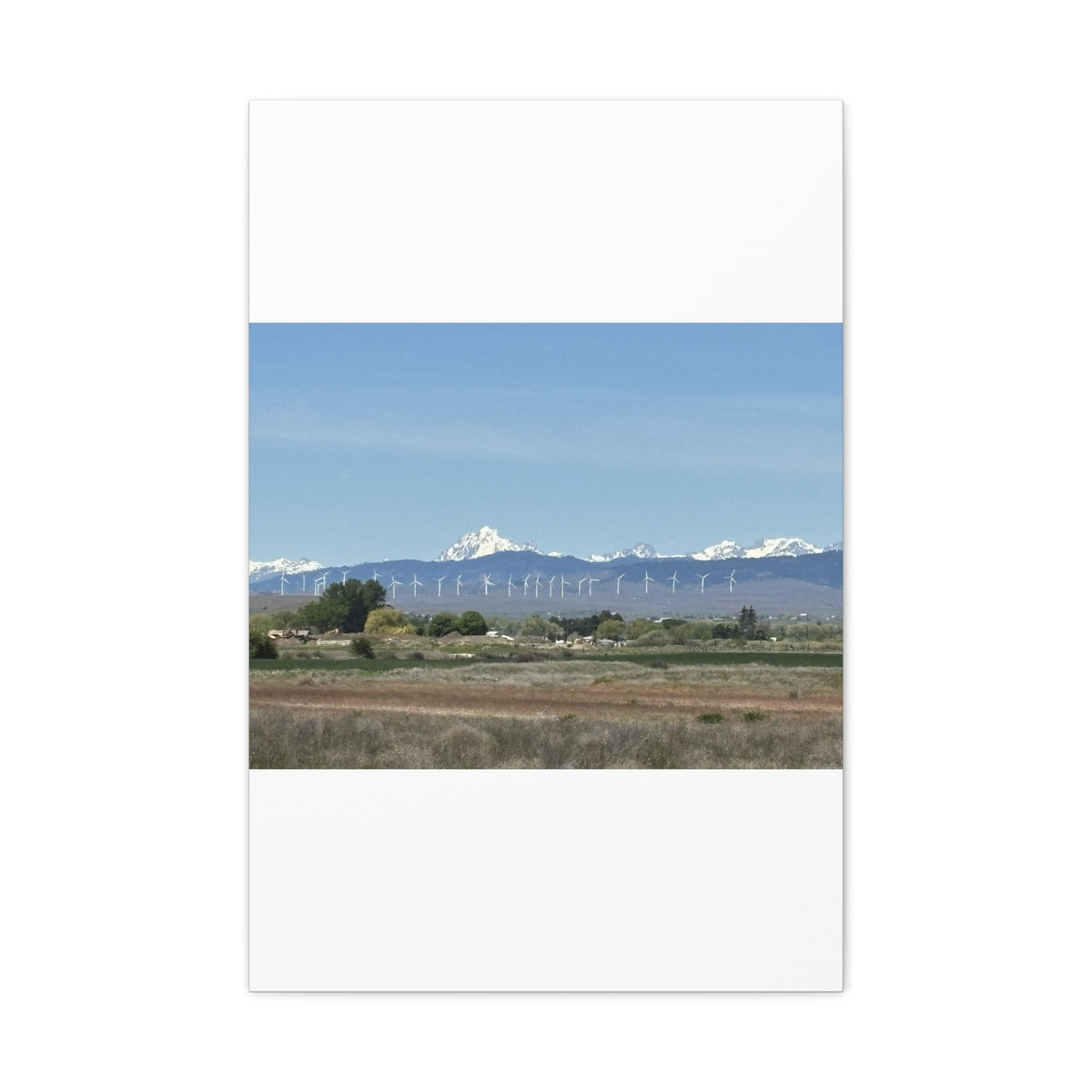 Décoration murale sur toile représentant la chaîne du mont Stuart et des éoliennes, vue depuis Ellensburg