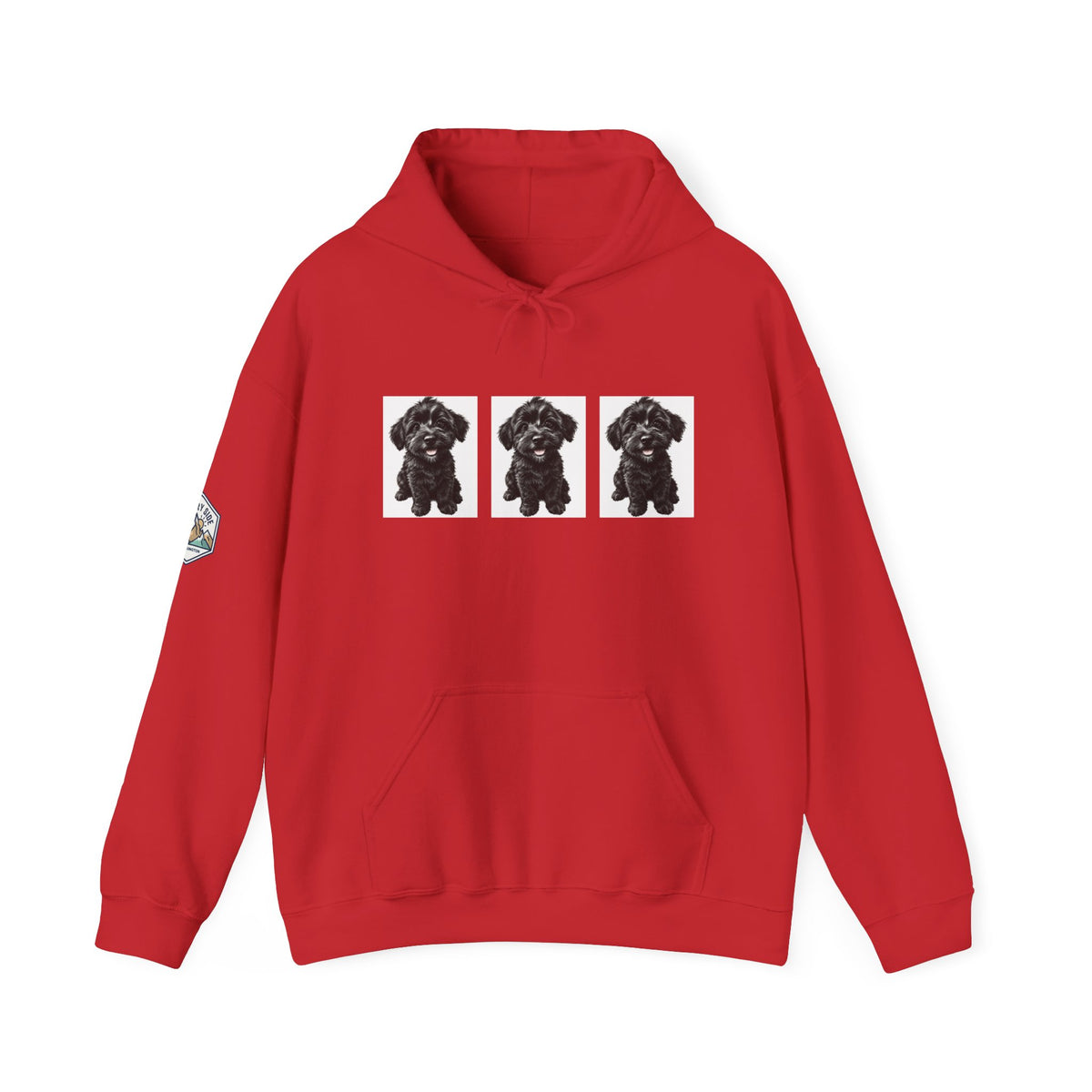 Three Black Schnoodle Puppy Graphic Hoodie