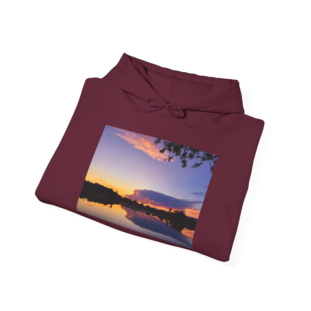 Sweat à capuche de l’étang de pêche au coucher du soleil d’Ellensburg