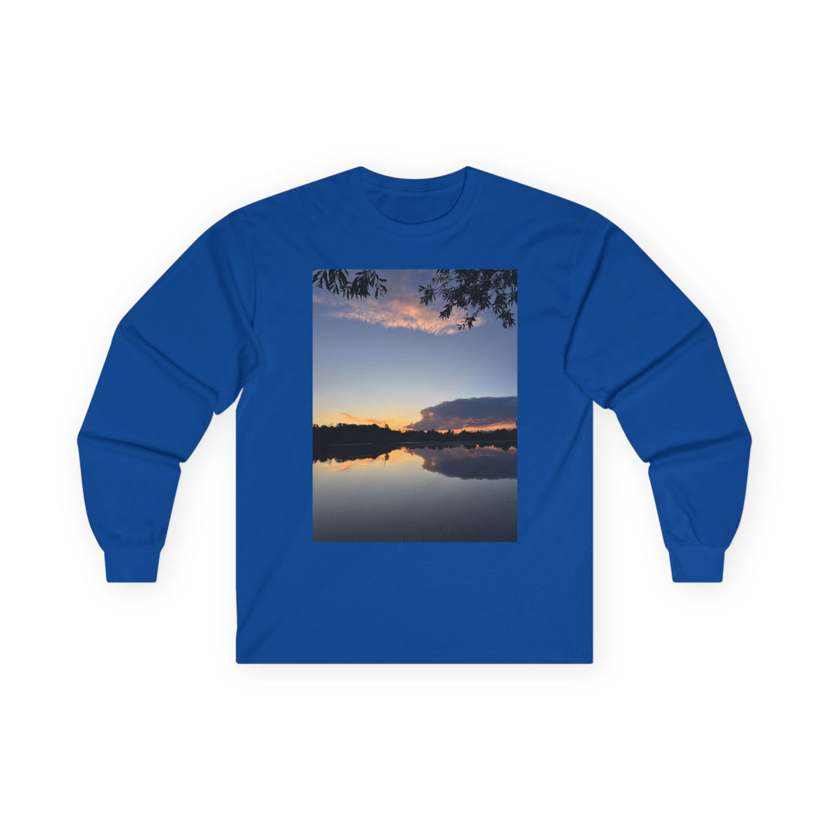 Ellensburg Sunset Fishing Pond Reflection Long Sleeve Tee