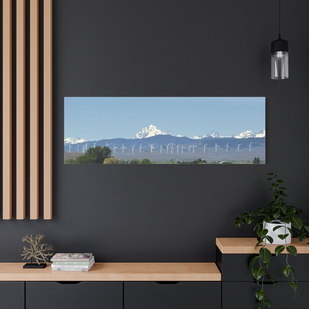 Mt Stuart Range with Windmill Landscape from Ellensburg Canvas Wall Art