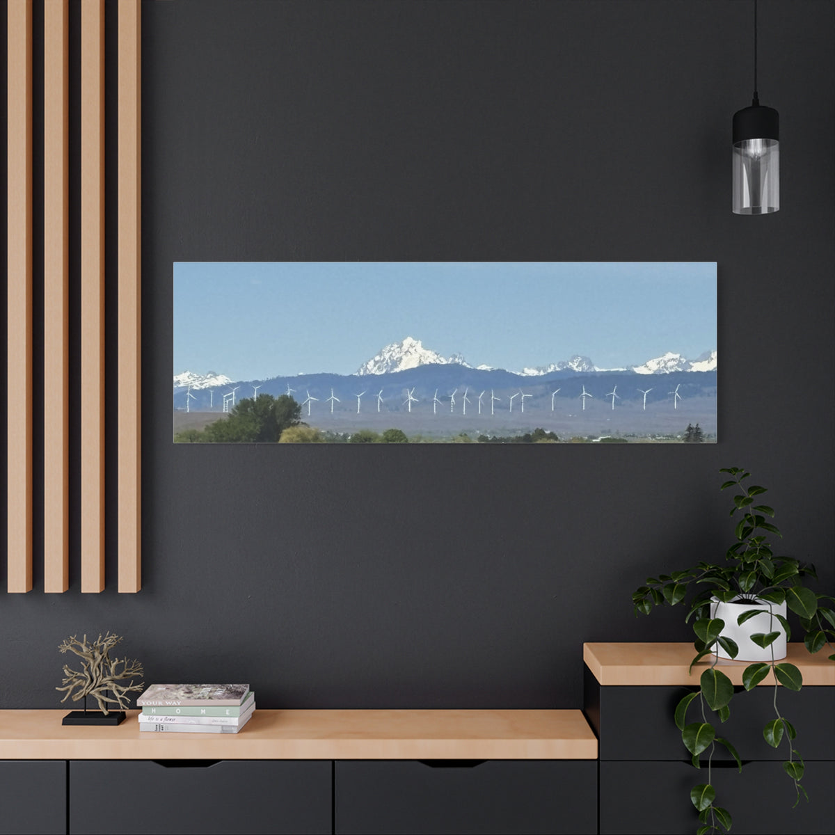 Mt Stuart Range with Windmill Landscape from Ellensburg Canvas Wall Art