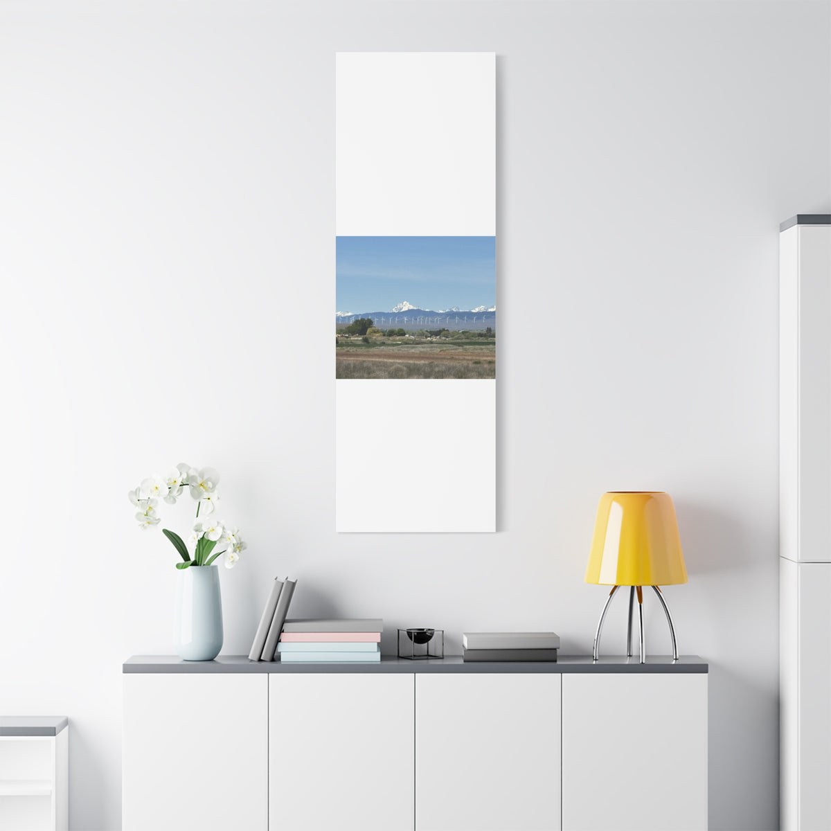 Mt Stuart Range with Windmill Landscape from Ellensburg Canvas Wall Art