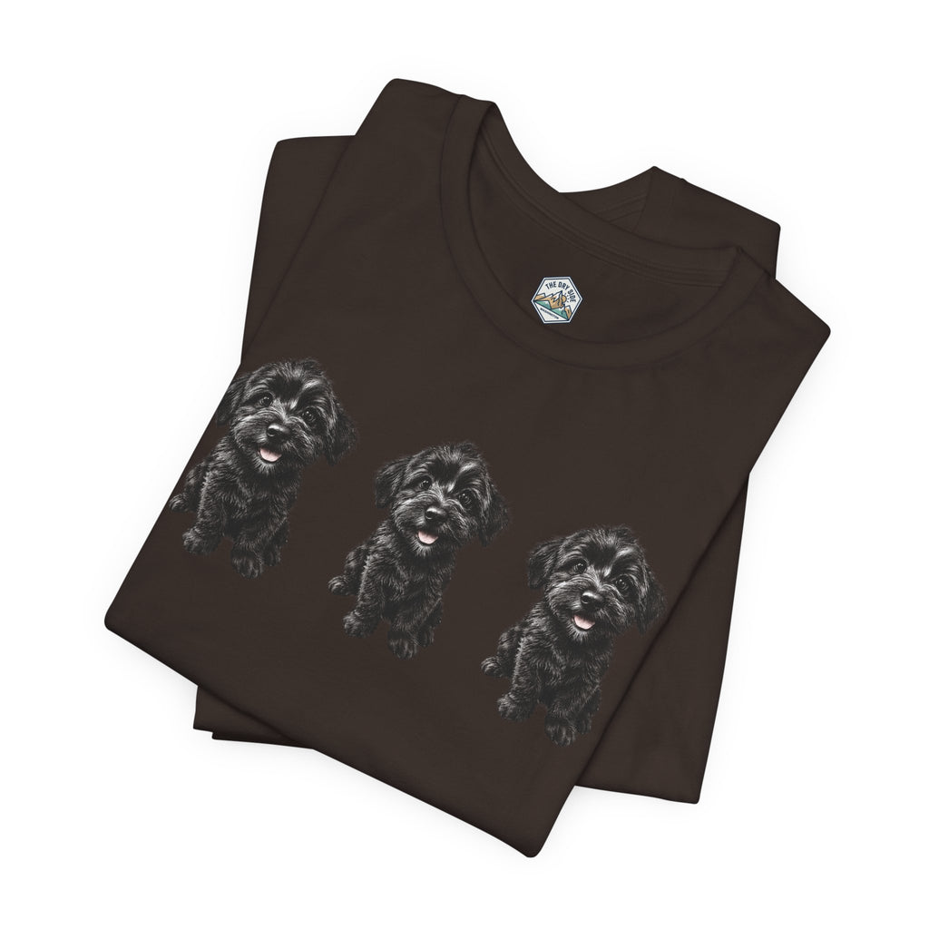 T-shirt noir mignon avec motif chien Schnoodle