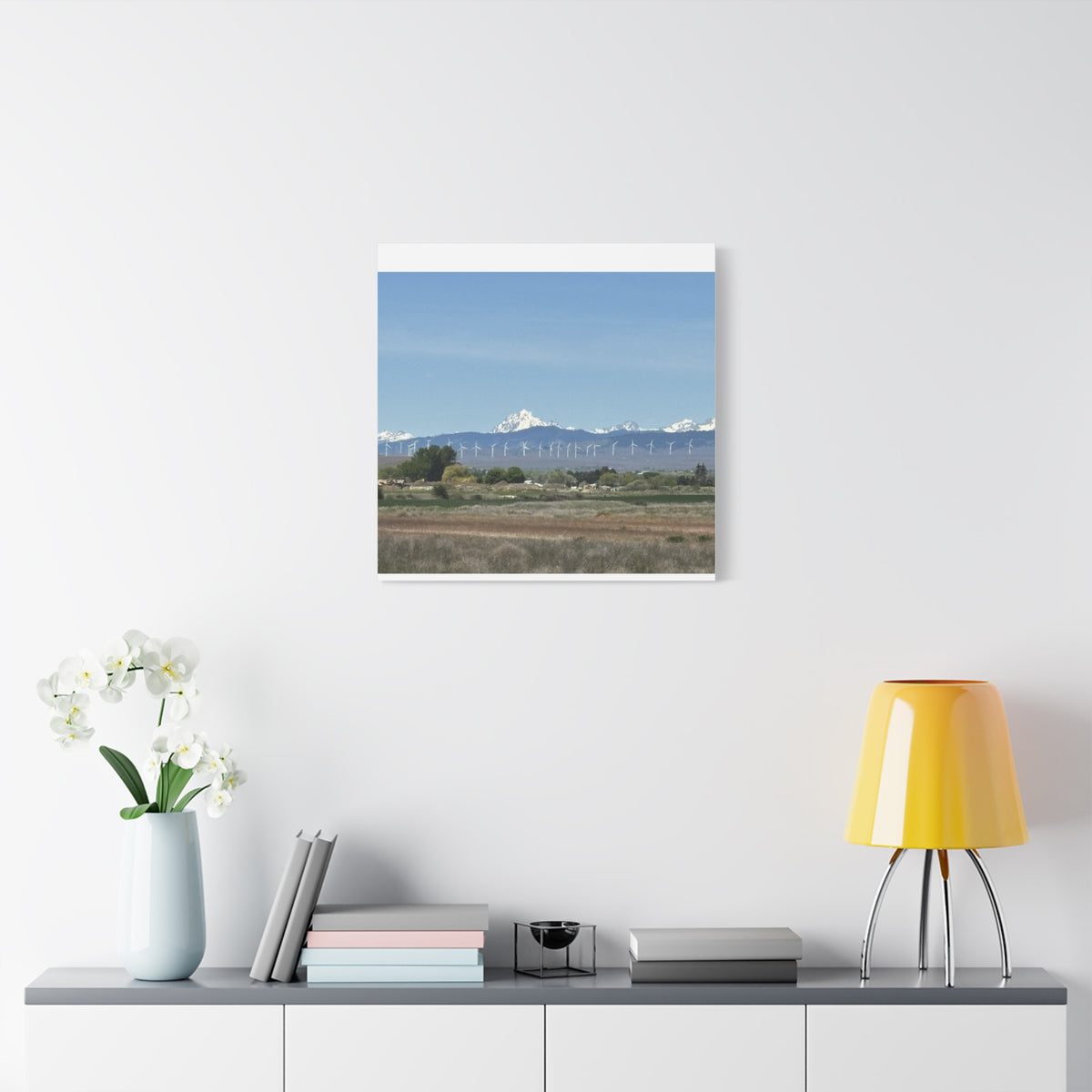 Mt Stuart Range with Windmill Landscape from Ellensburg Canvas Wall Art