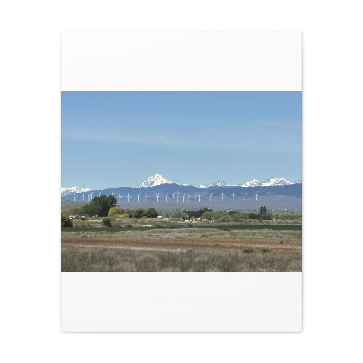 Décoration murale sur toile représentant la chaîne du mont Stuart et des éoliennes, vue depuis Ellensburg