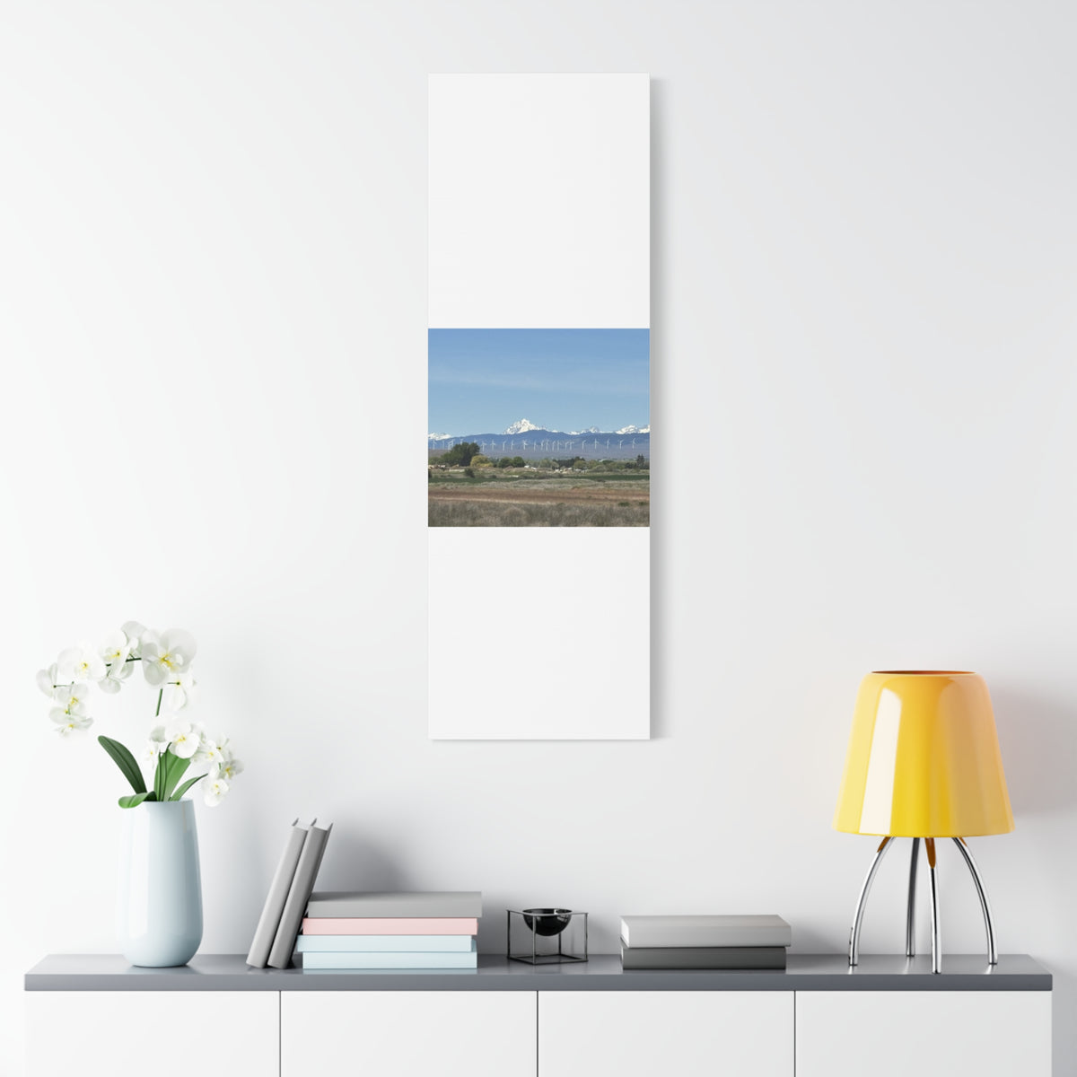 Mt Stuart Range with Windmill Landscape from Ellensburg Canvas Wall Art