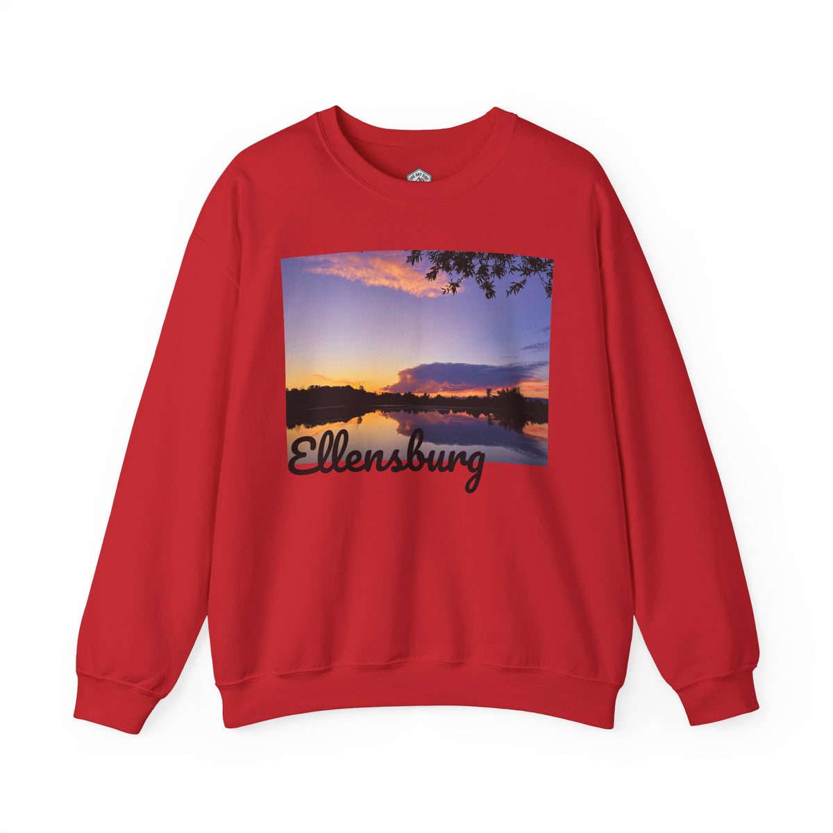 Sweat-shirt ras du cou pour paysagiste avec coucher de soleil sur le lac d’Ellensburg