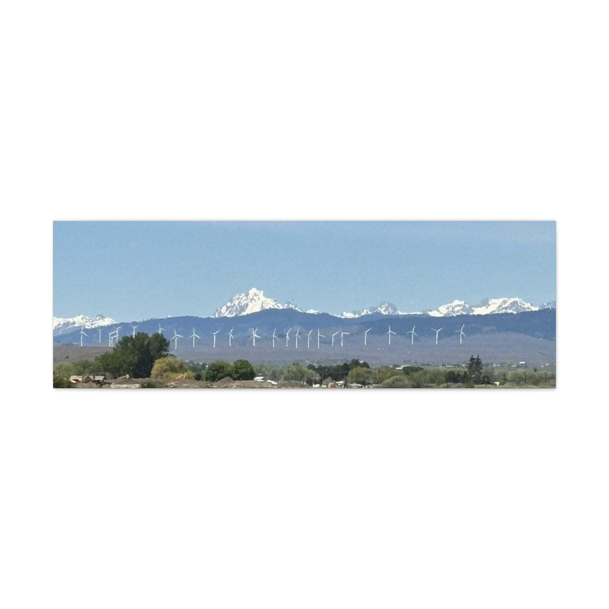 Décoration murale sur toile représentant la chaîne du mont Stuart et des éoliennes, vue depuis Ellensburg