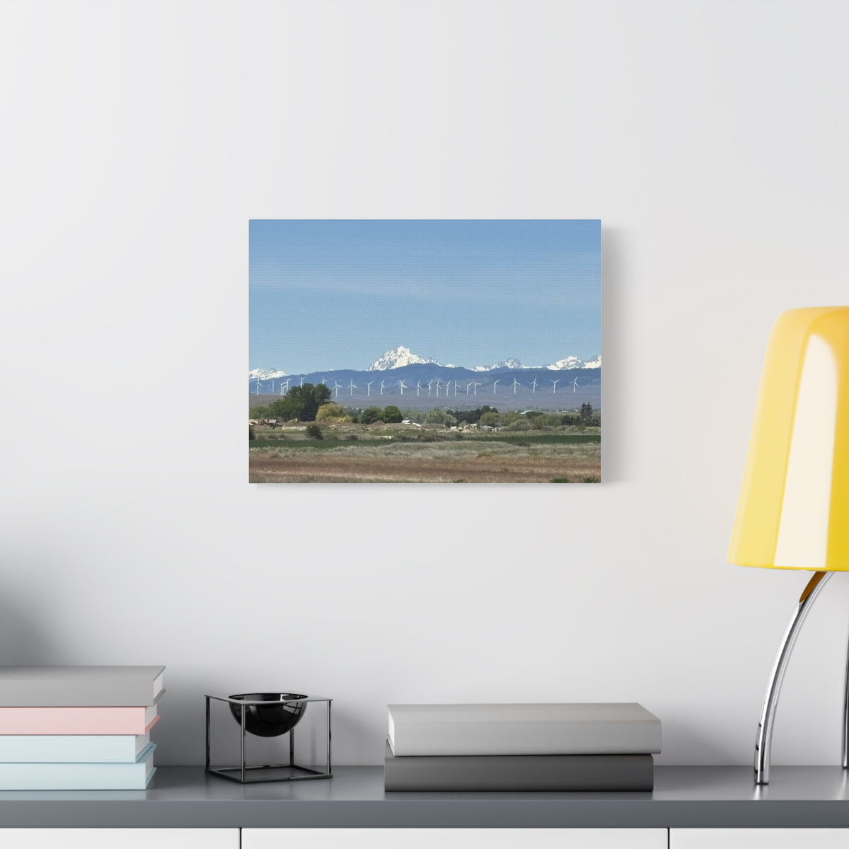 Mt Stuart Range with Windmill Landscape from Ellensburg Canvas Wall Art