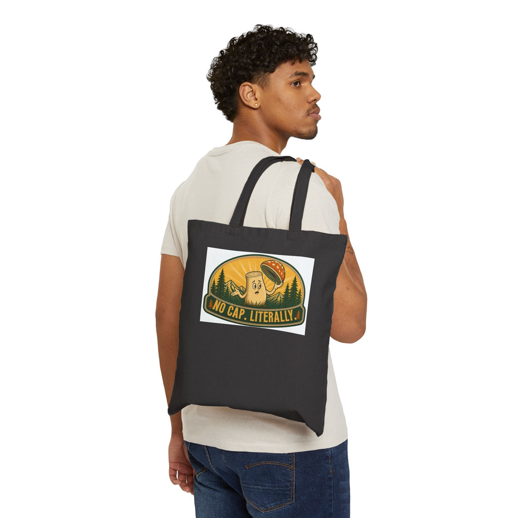 “No Cap, Literally” Funny Meme Cotton Canvas Tote Bag