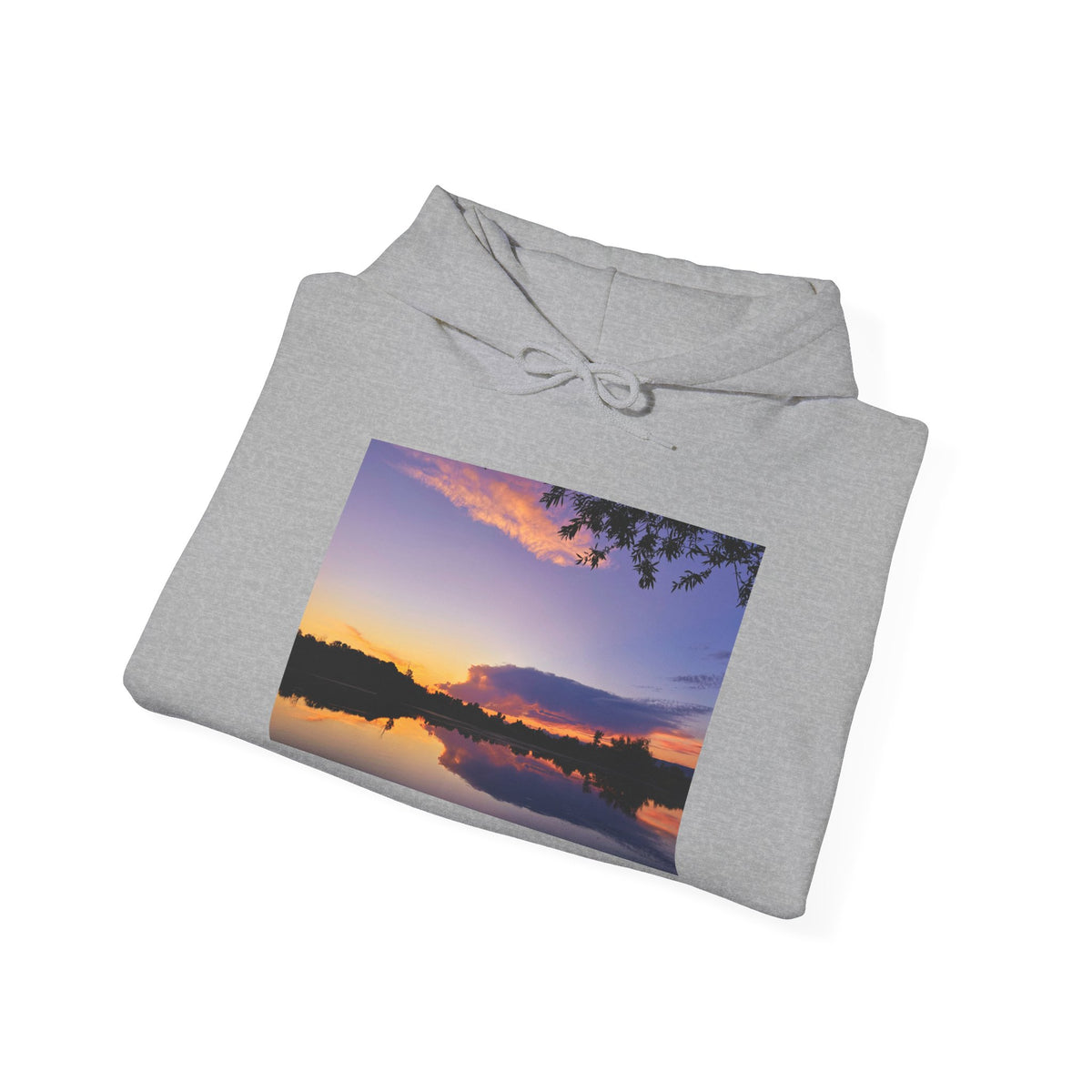 Sweat à capuche de l’étang de pêche au coucher du soleil d’Ellensburg
