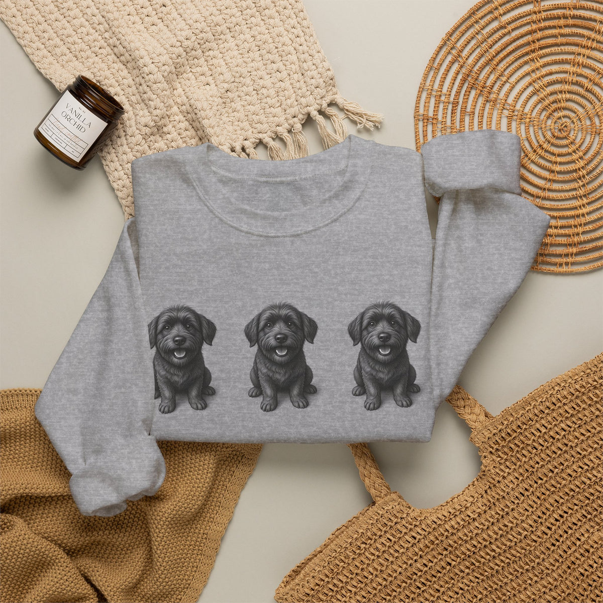 Sweat-shirt à col rond Three Black Schnoodle