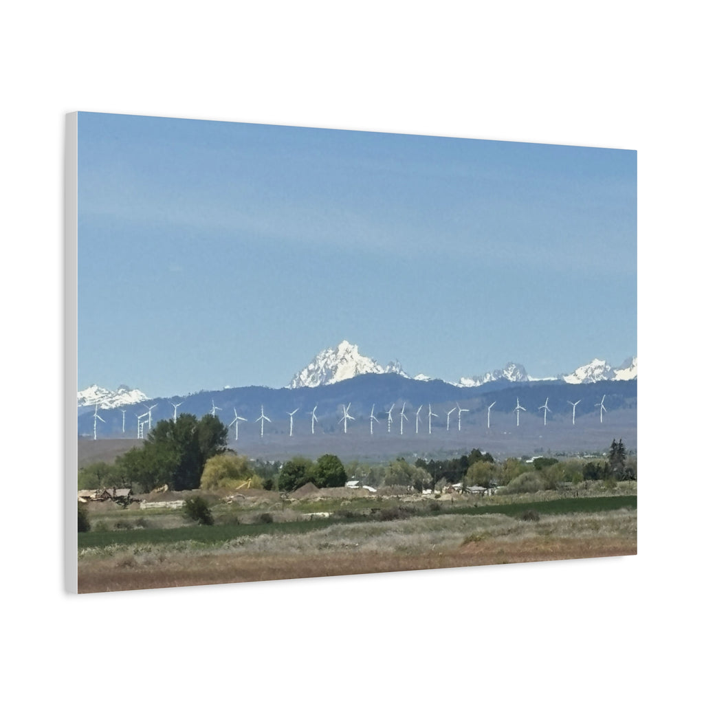 Mt Stuart Range with Windmill Landscape from Ellensburg Canvas Wall Art