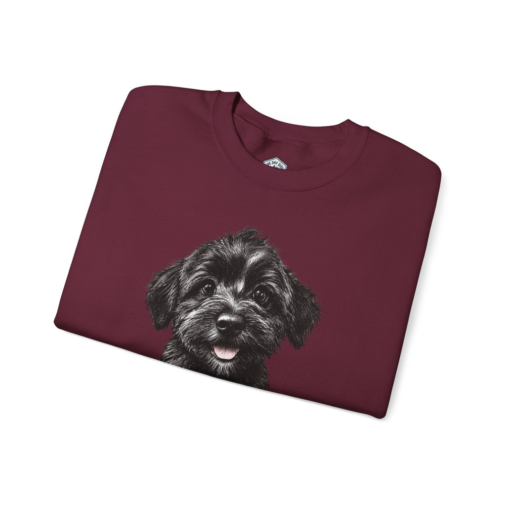 Cute Black Schnoodle Puppy Crewneck Sweatshirt