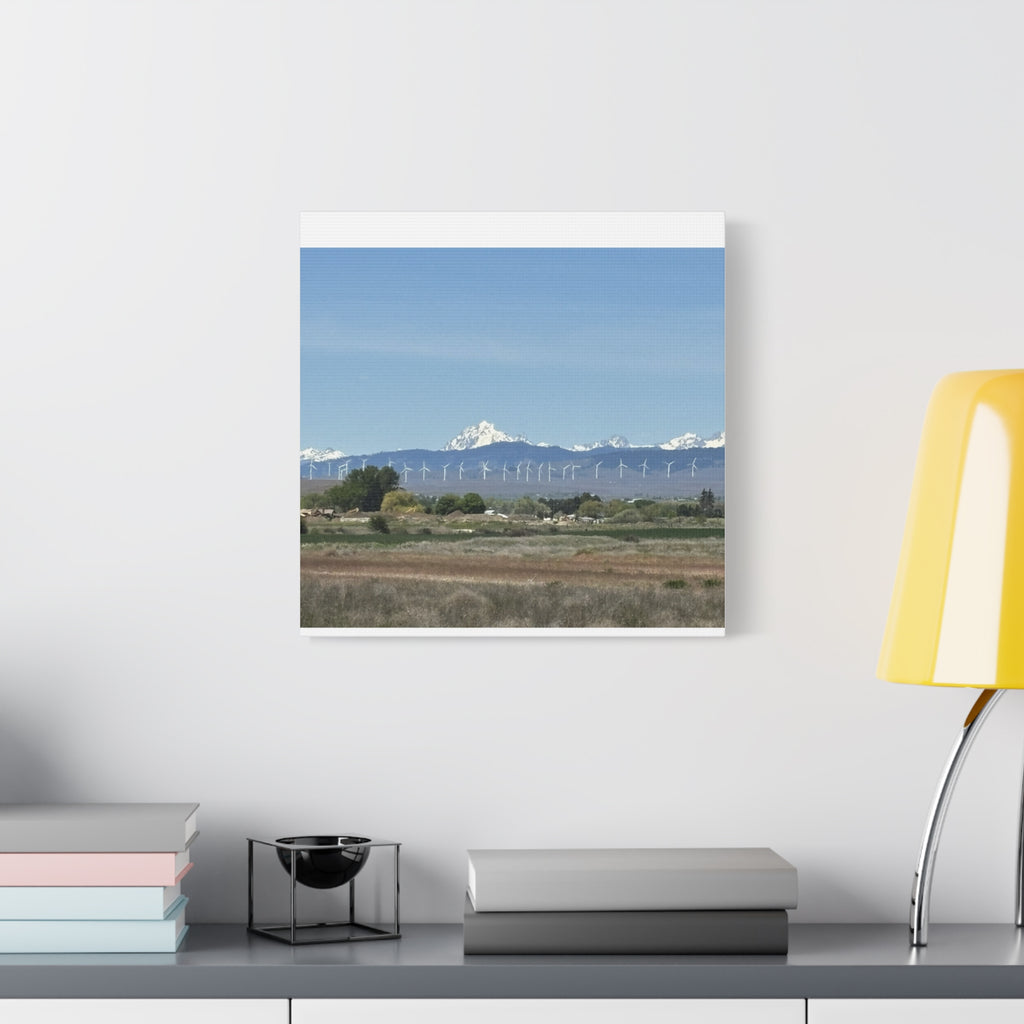Mt Stuart Range with Windmill Landscape from Ellensburg Canvas Wall Art