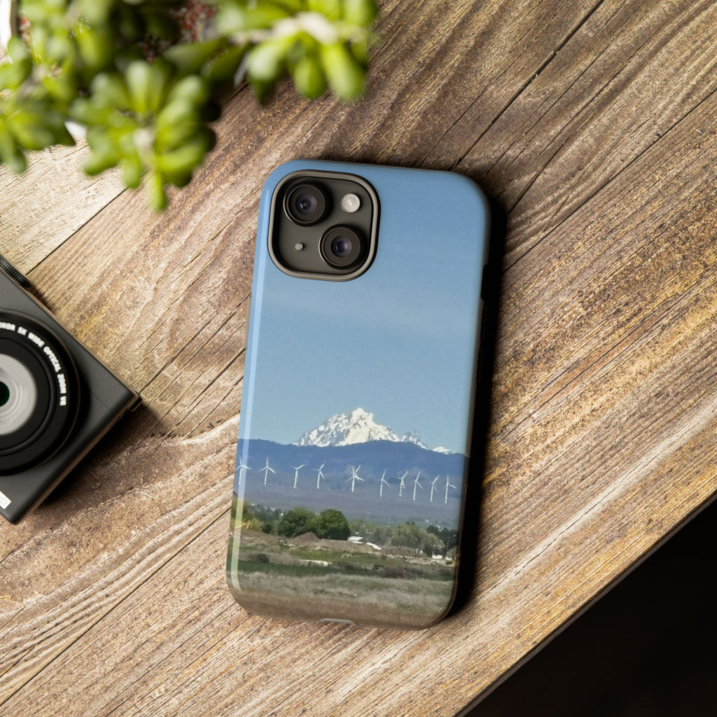Mt Stuart from Ellensburg, Washington with Windmills Tough Phone Case