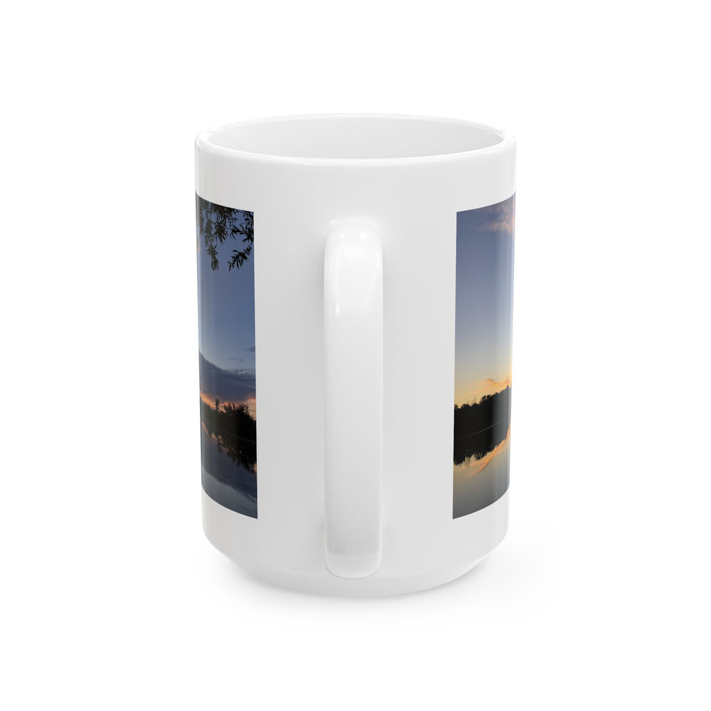 Mug en céramique Ellensburg avec anse en boucle, motif reflet d’étang de pêche