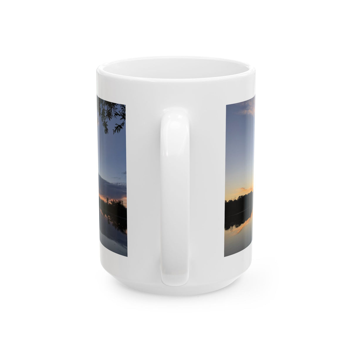 Mug en céramique Ellensburg avec anse en boucle, motif reflet d’étang de pêche
