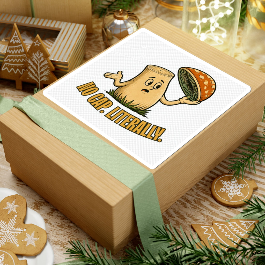 No Cap Literally Mushroom Kiss-Cut Sticker