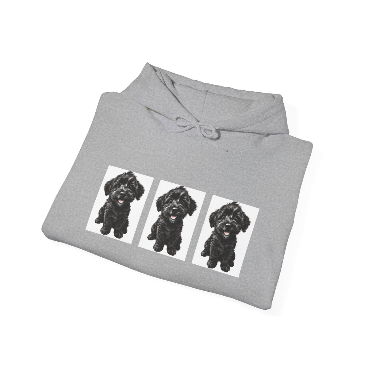 Three Black Schnoodle Puppy Graphic Hoodie