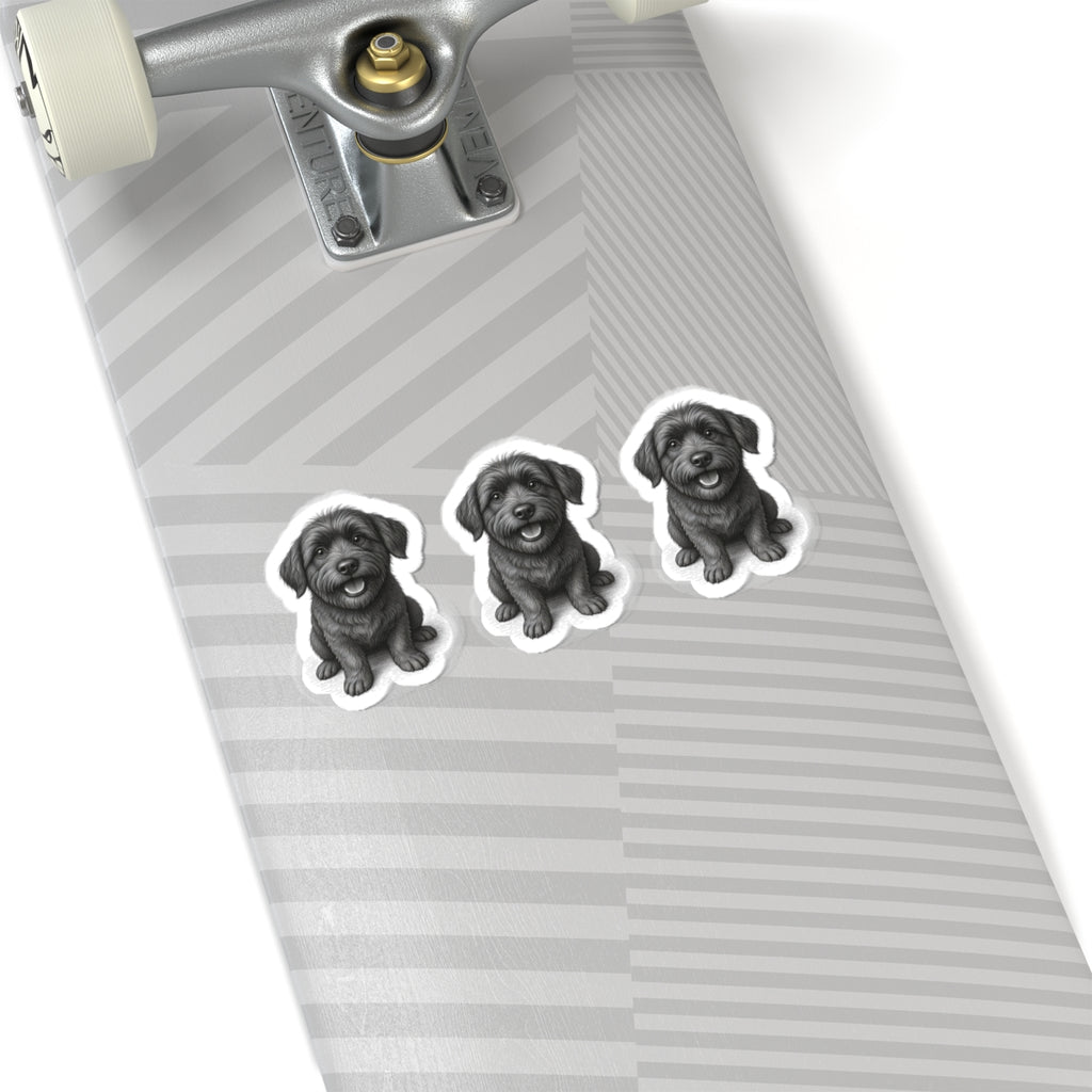 Cute Black Puppy Kiss-Cut Stickers